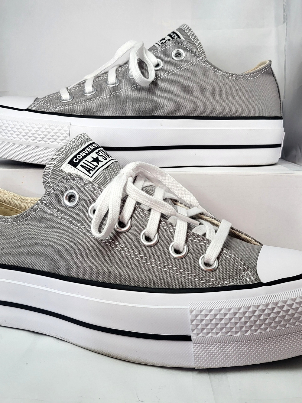 Converse Chuck Taylor All Star Lift Platform Barely Grey Low Top Sneaker- Size 7